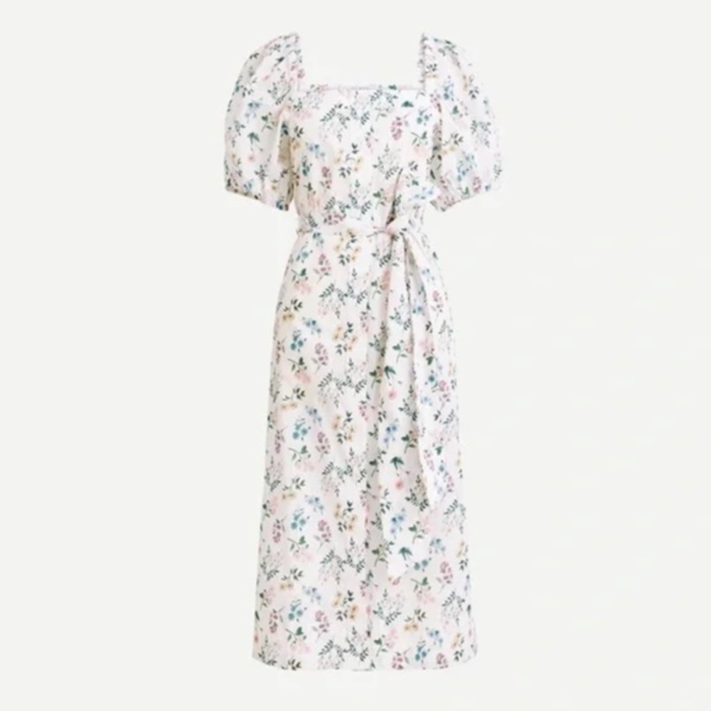 J. Crew Floral Midi Dress - White and Blue